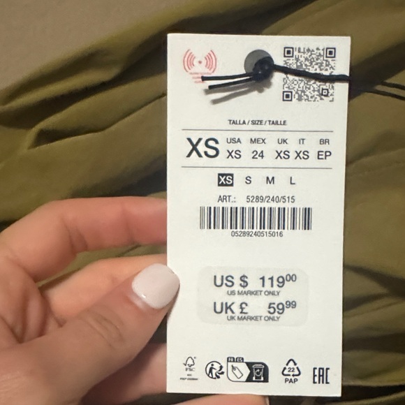 NWT- ZARA Maxi Dress in Olive Green - Picture 3 of 3